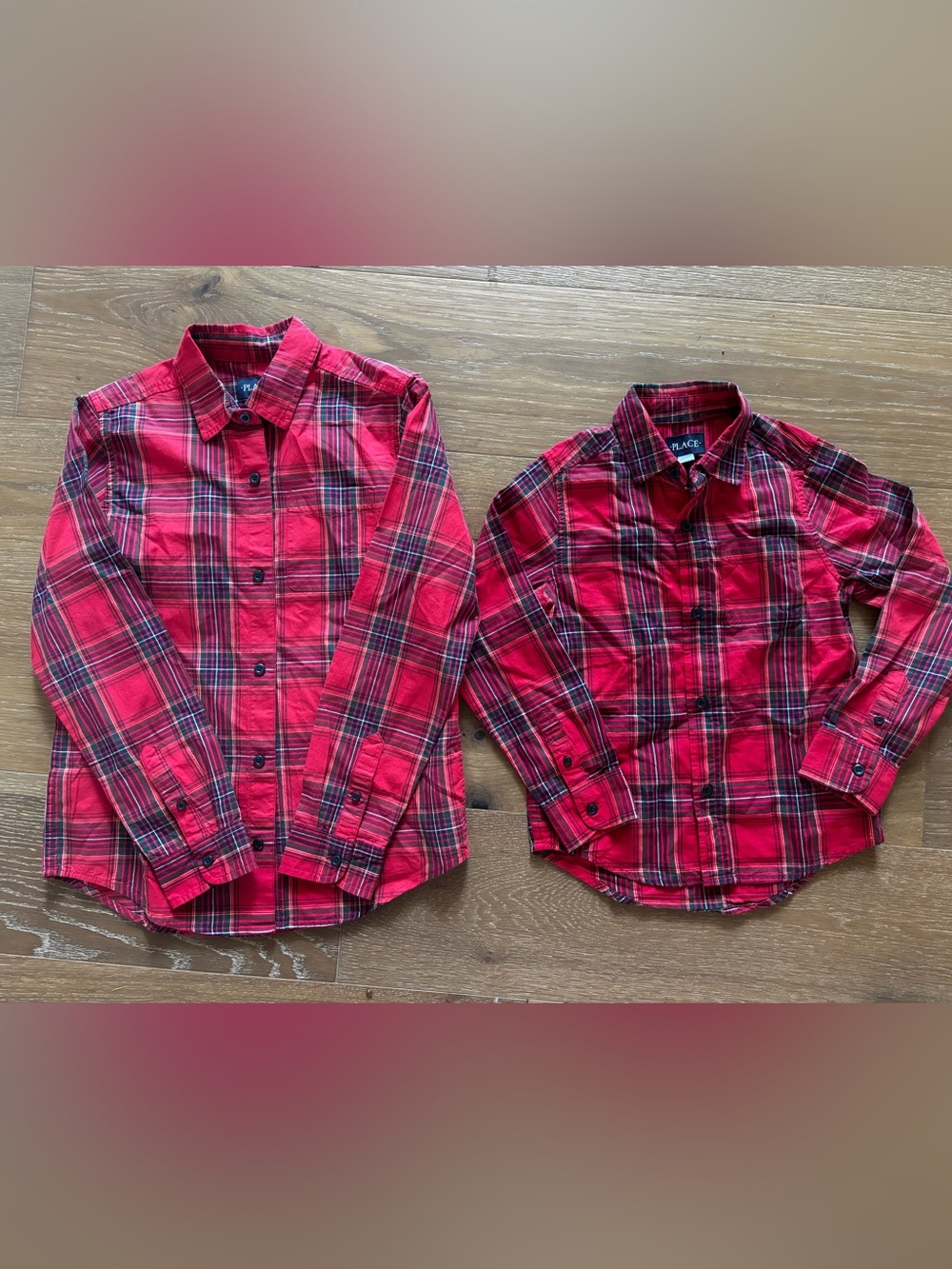 Christmas Red Plaid Button-Down Shirts sibling set of 2 - size 5/6 and 10/12